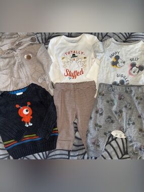 Fall Baby Bundle 3-6 Months - Mickey + Monster Sweater + Turkey Day Outfit, EUC